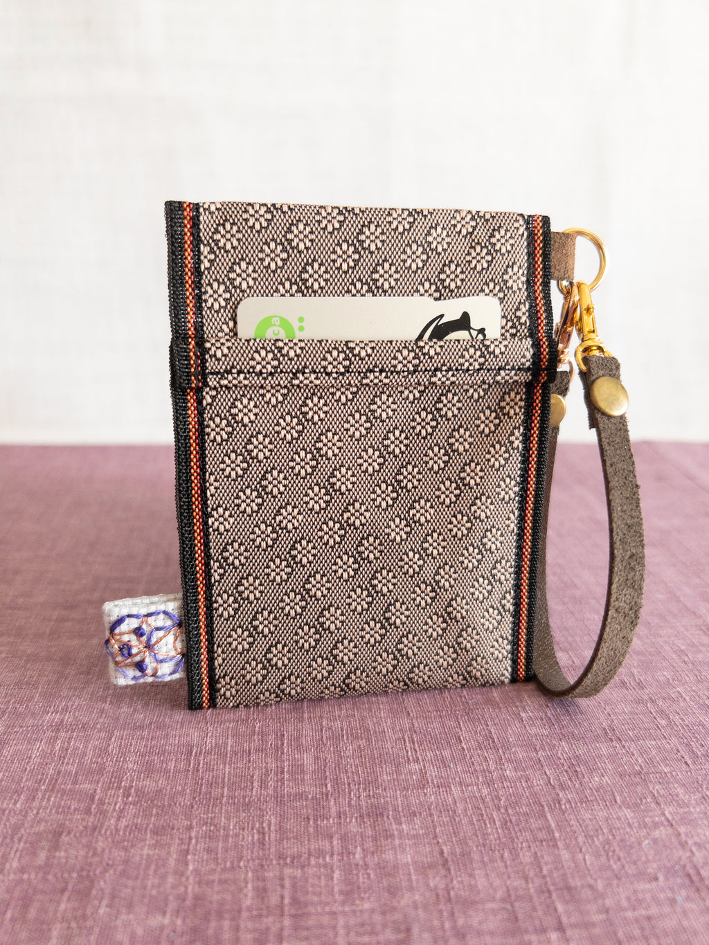Pass Case - Light Brown Flowers