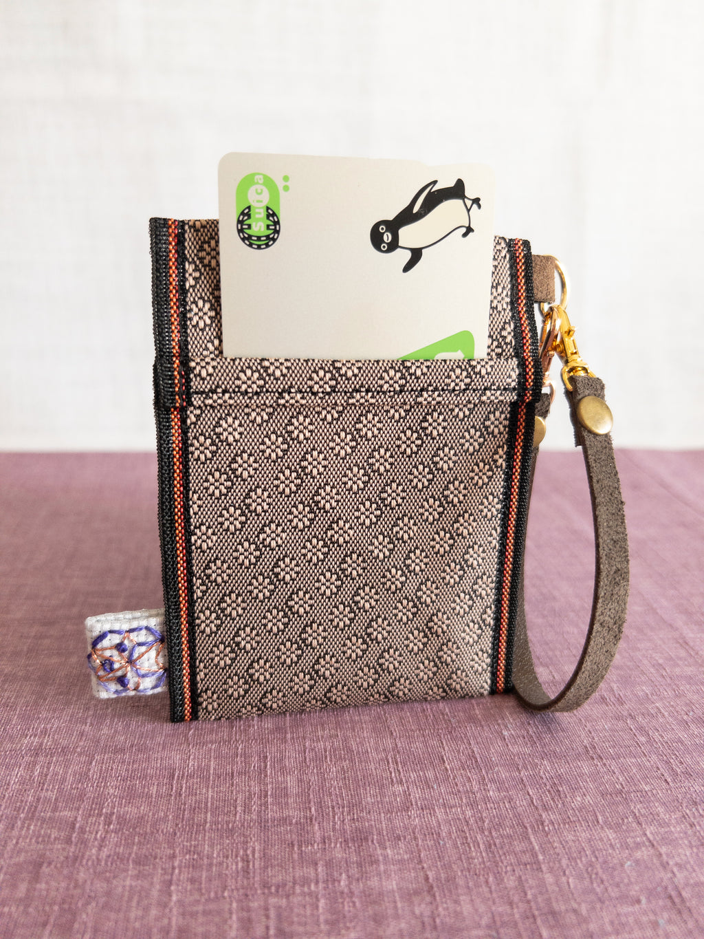 Pass Case - Light Brown Flowers