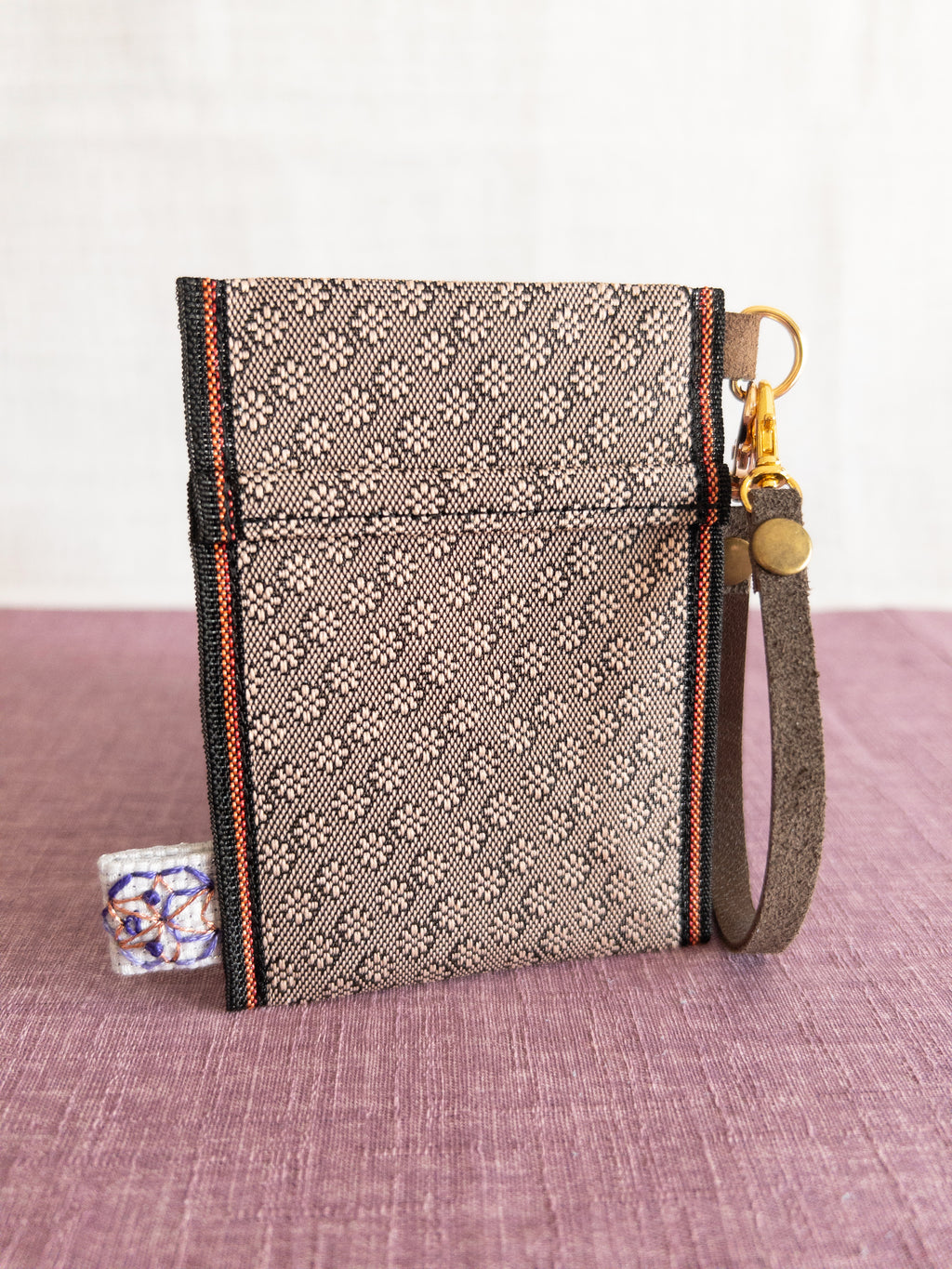 Pass Case - Light Brown Flowers