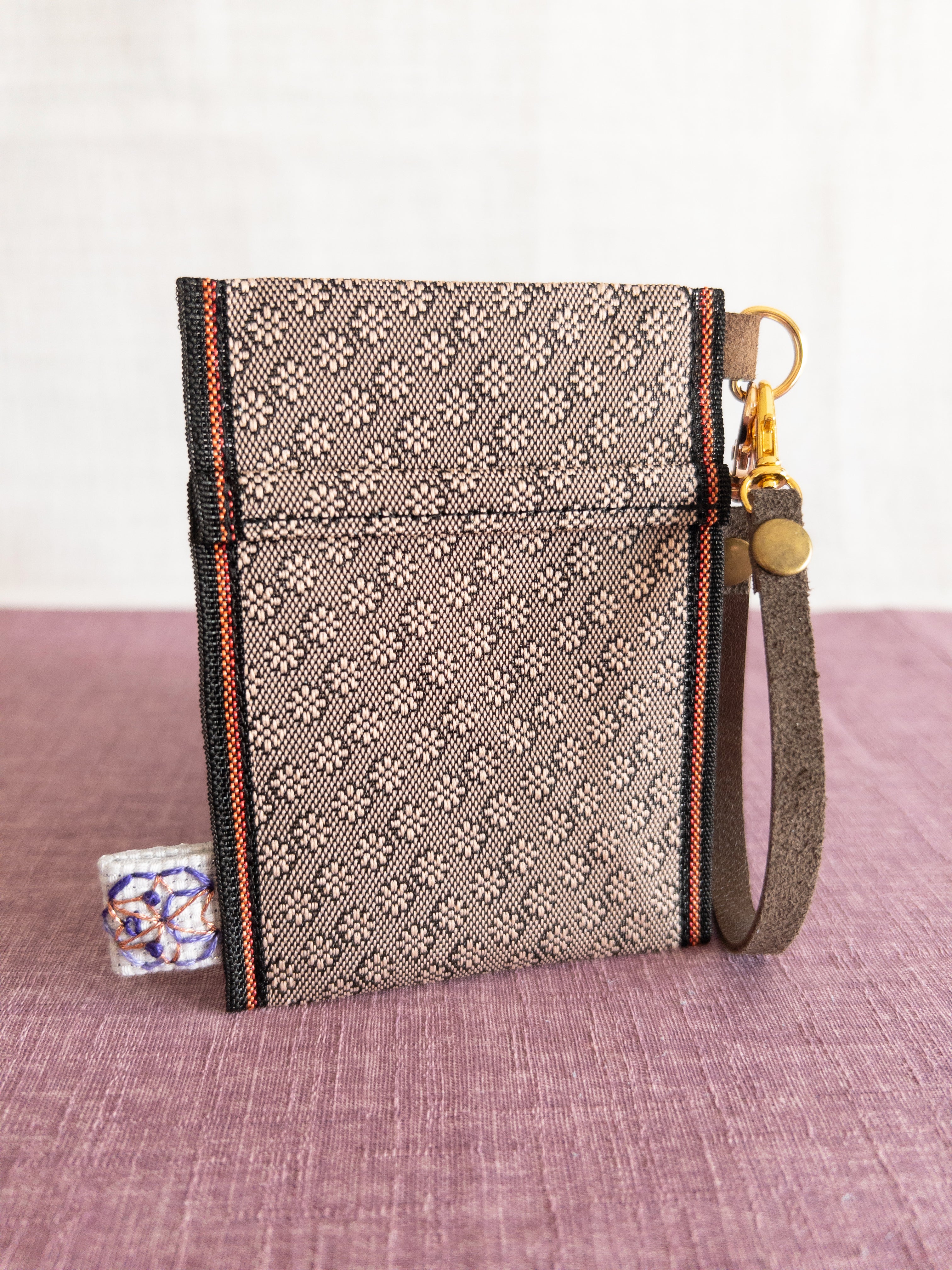 Pass Case - Light Brown Flowers
