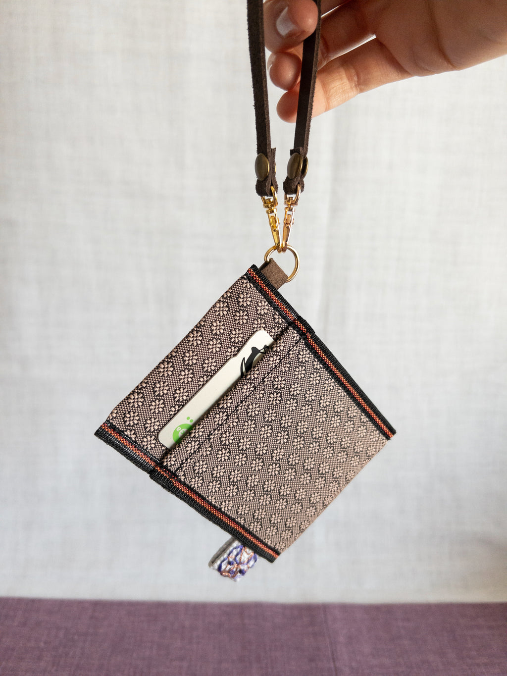 Pass Case - Light Brown Flowers