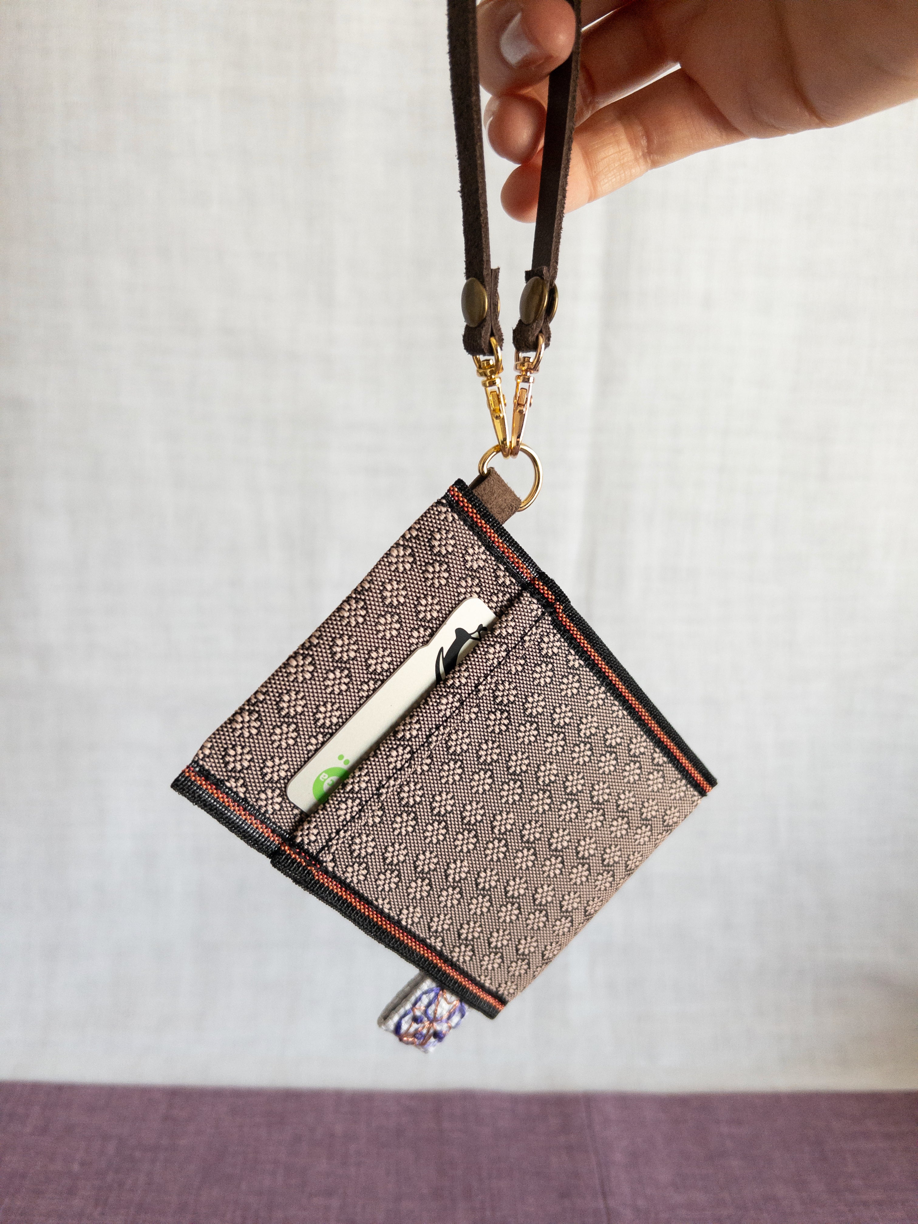 Pass Case - Light Brown Flowers