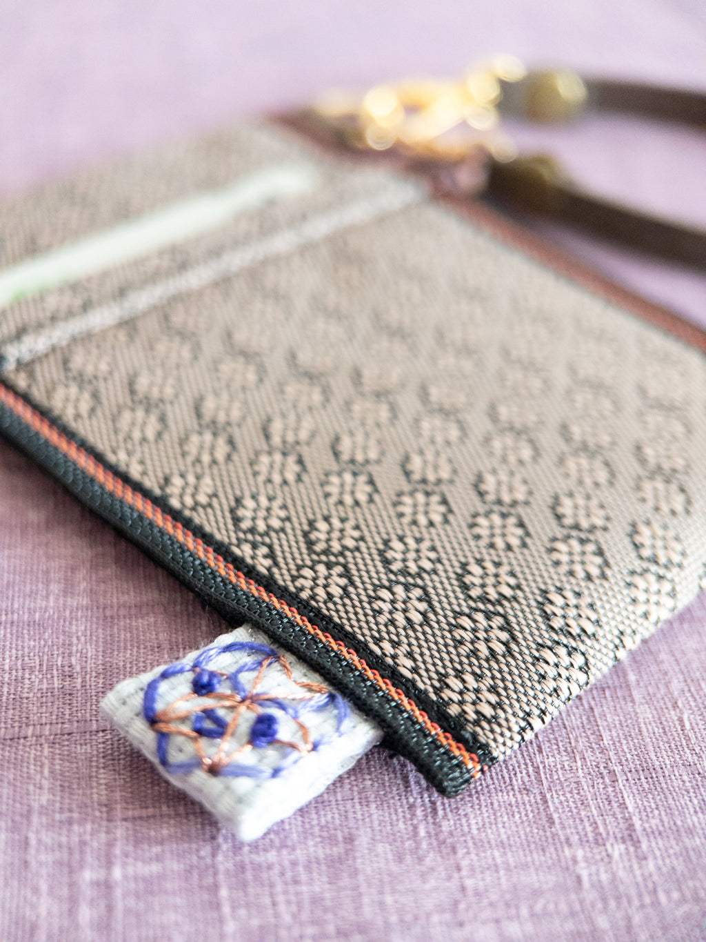 Pass Case - Light Brown Flowers
