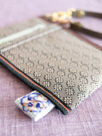 Pass Case - Light Brown Flowers
