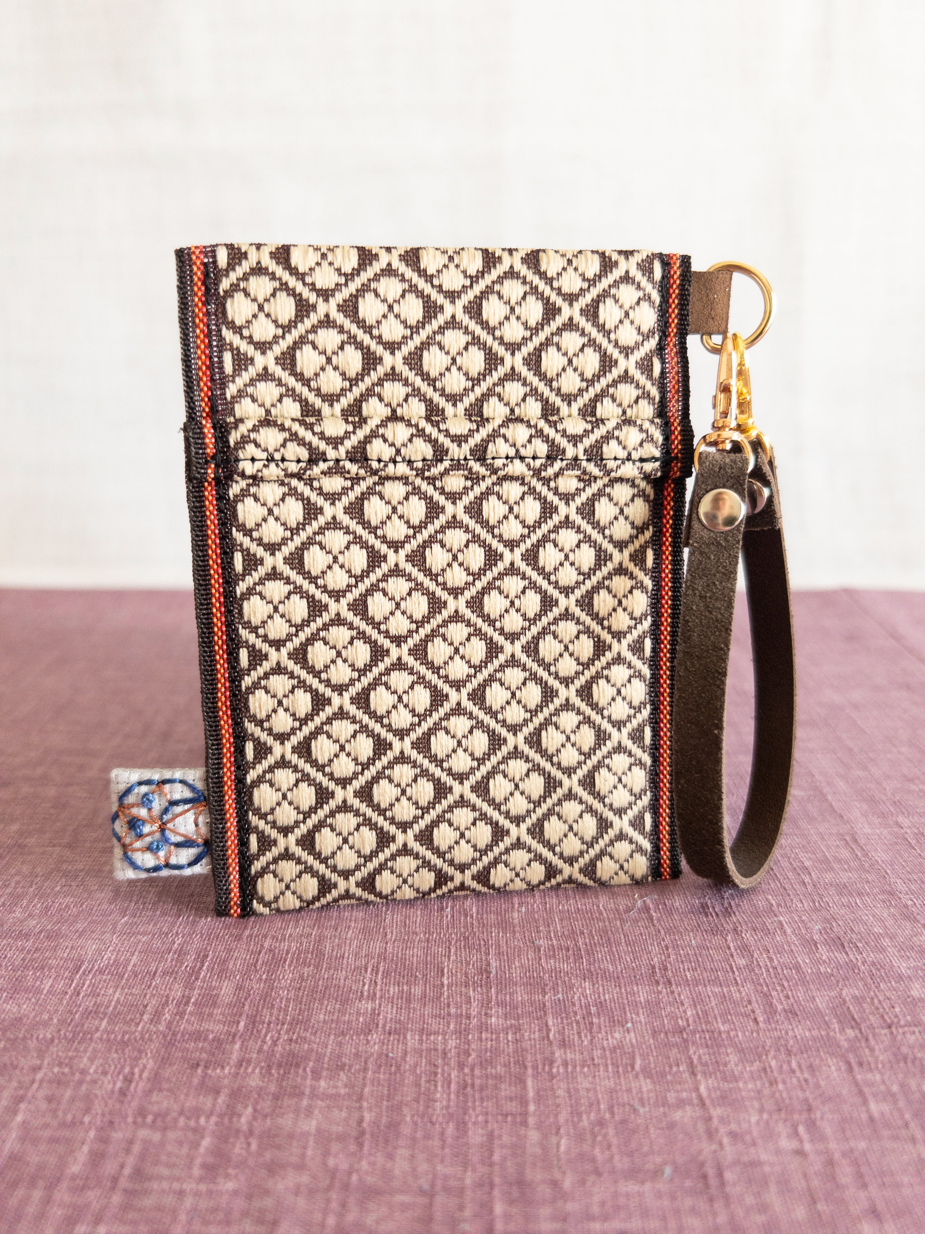 Pass Case - Brown & Beige Clovers