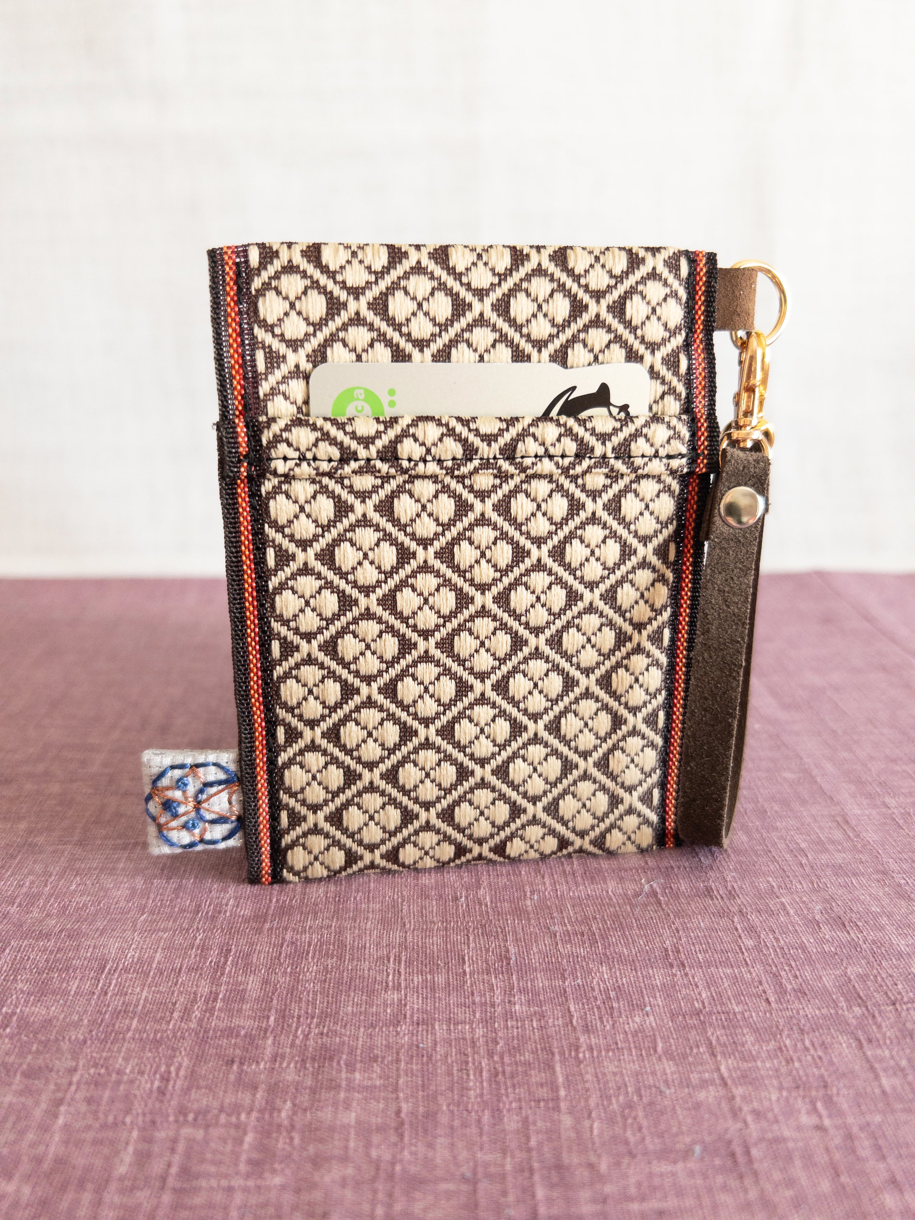 Pass Case - Brown & Beige Clovers