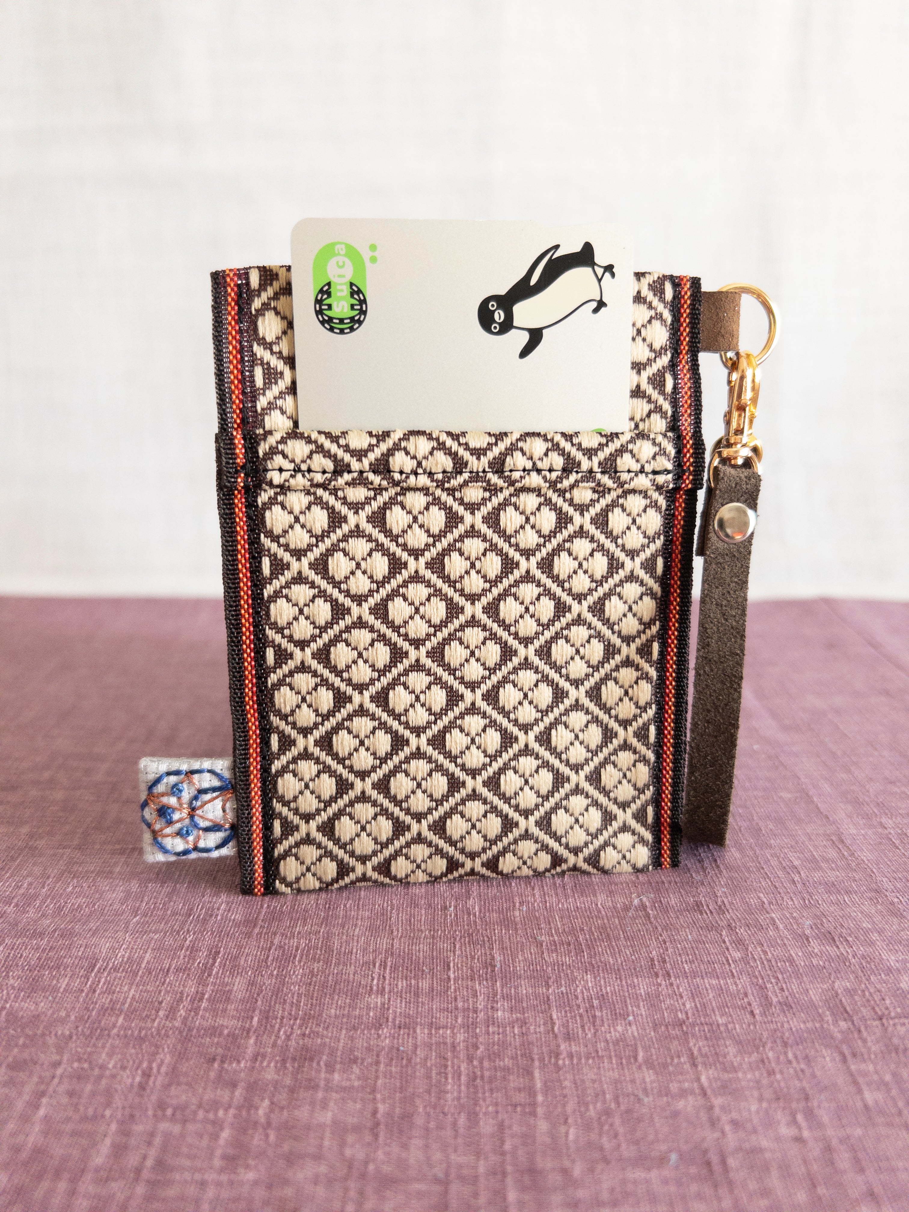 Pass Case - Brown & Beige Clovers