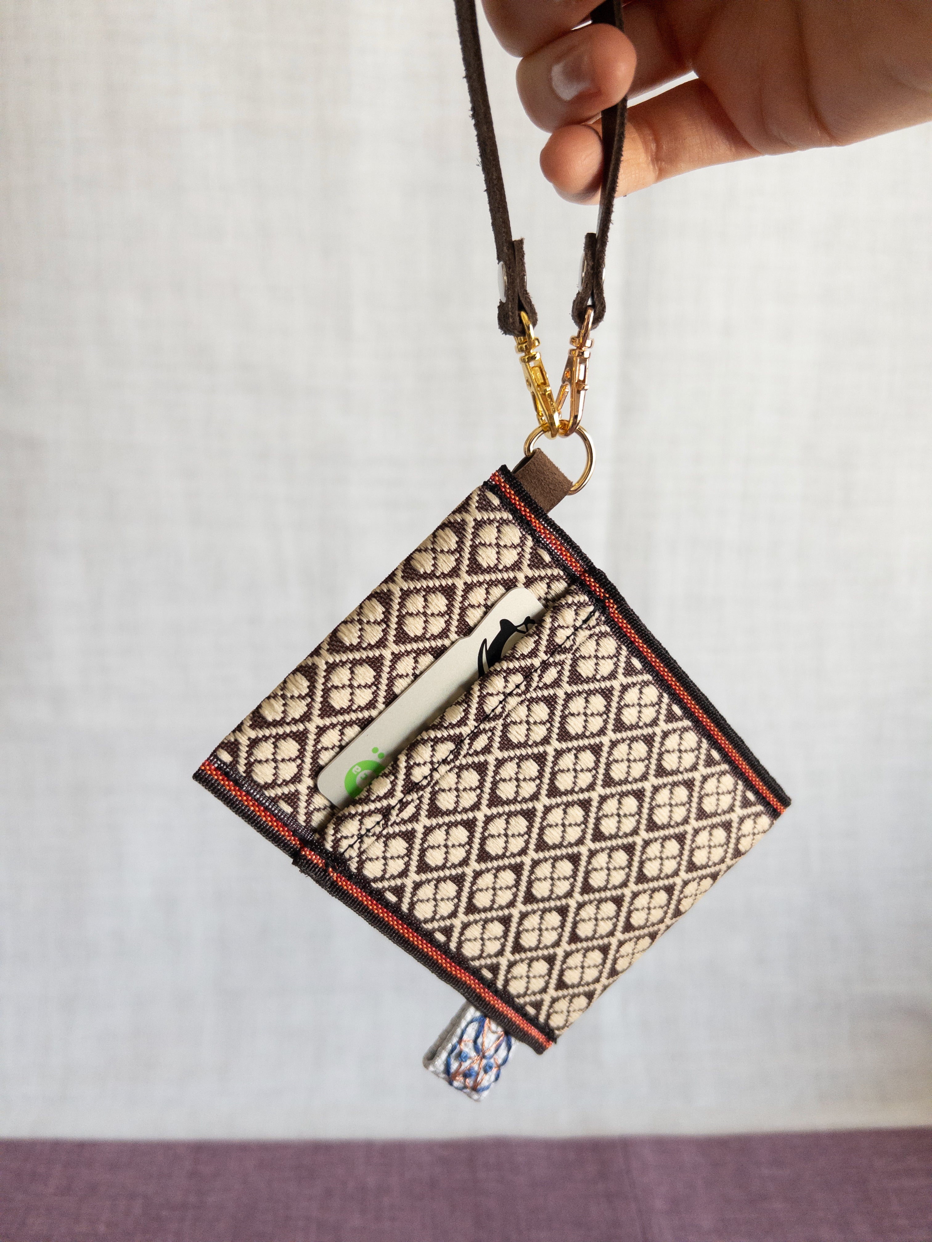 Pass Case - Brown & Beige Clovers