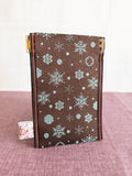 Spring clasp Pouch - Snowflakes (Brown)