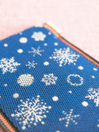 Spring clasp Pouch - Snowflakes (Blue)