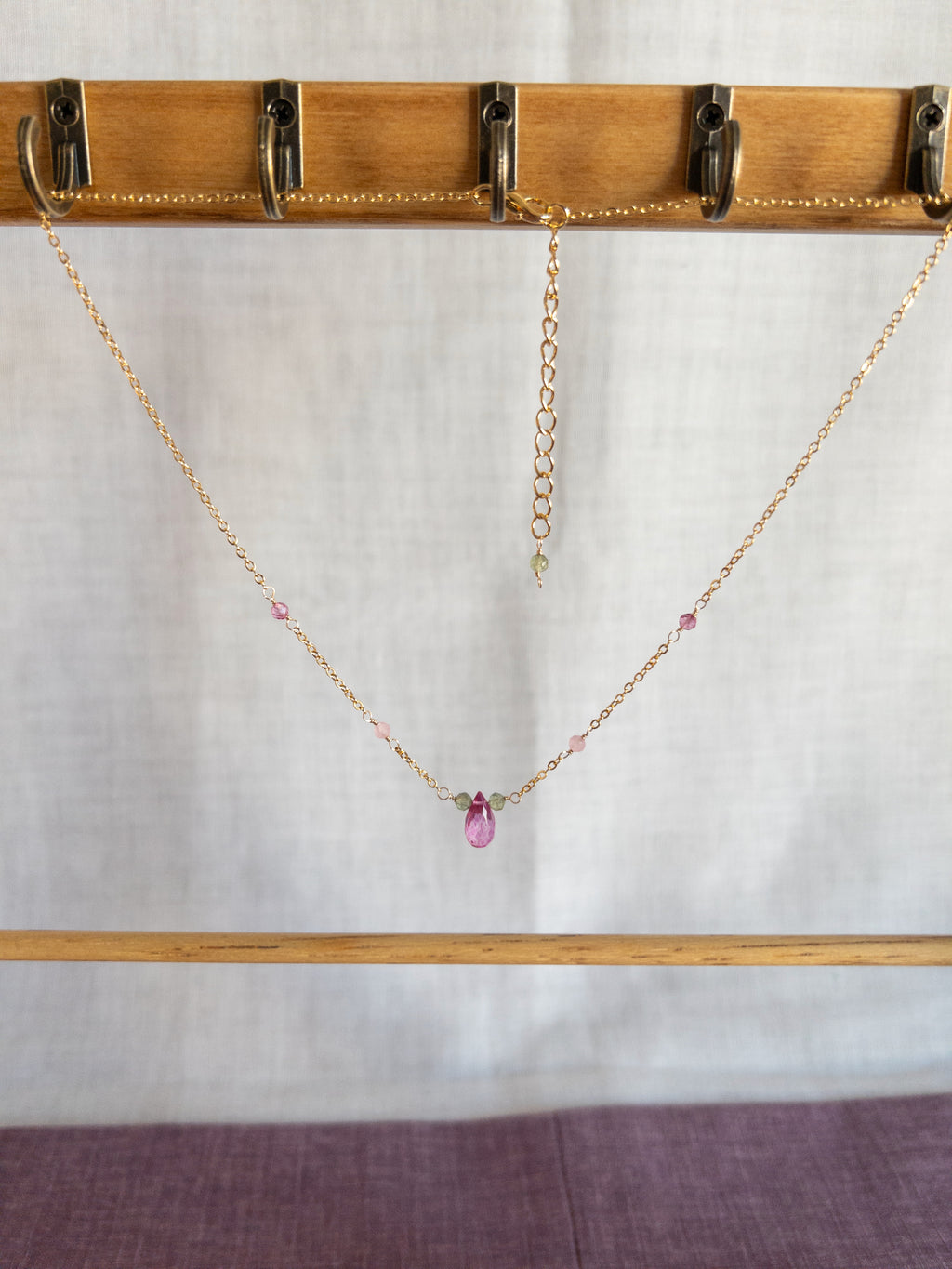 Beaded Necklace - Pink Topaz