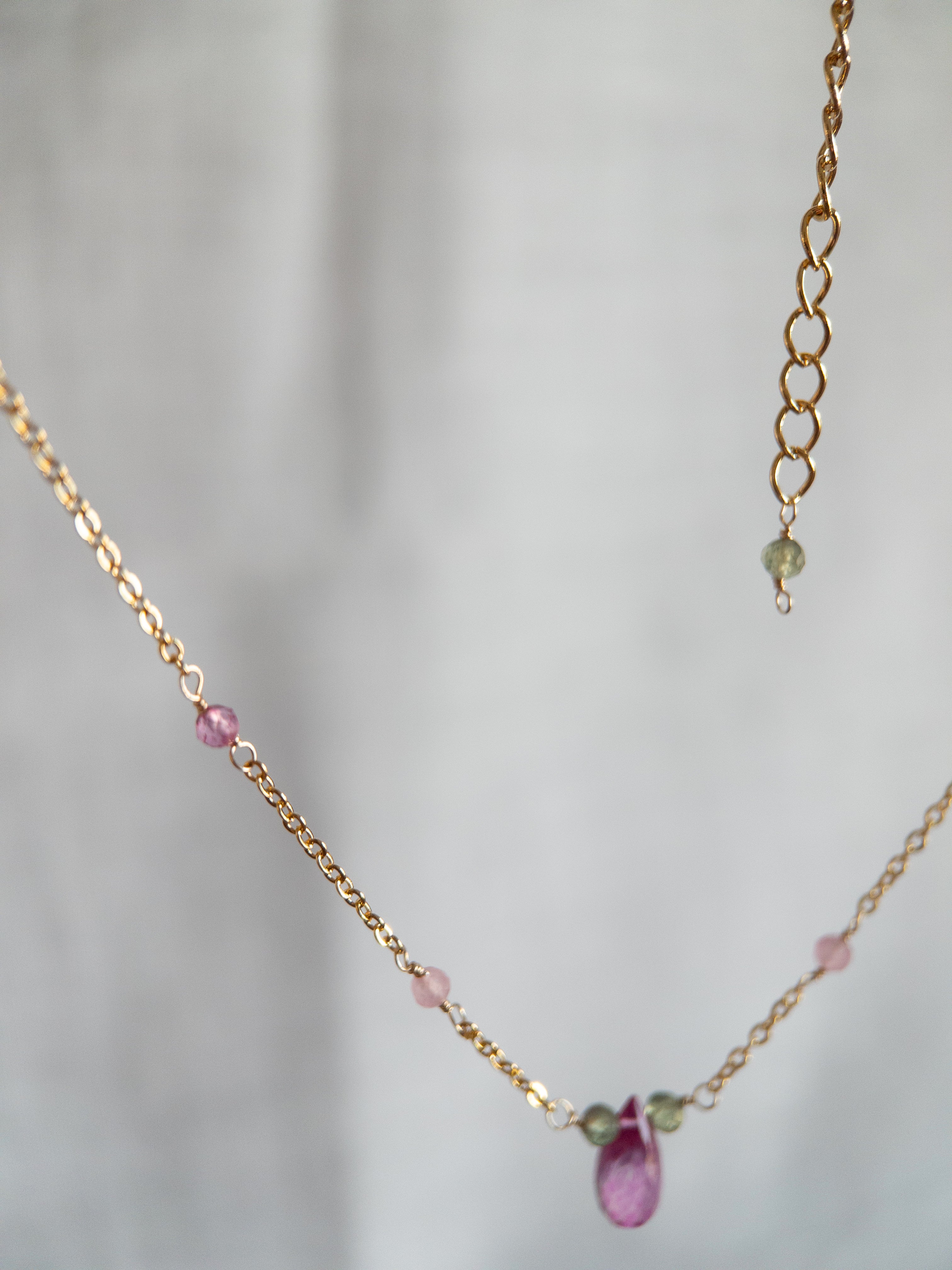 Beaded Necklace - Pink Topaz