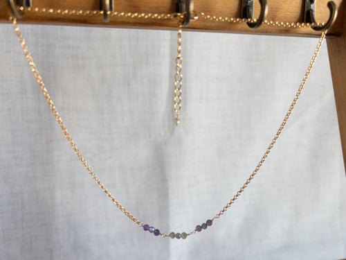 Beaded Necklace - Purple & Green