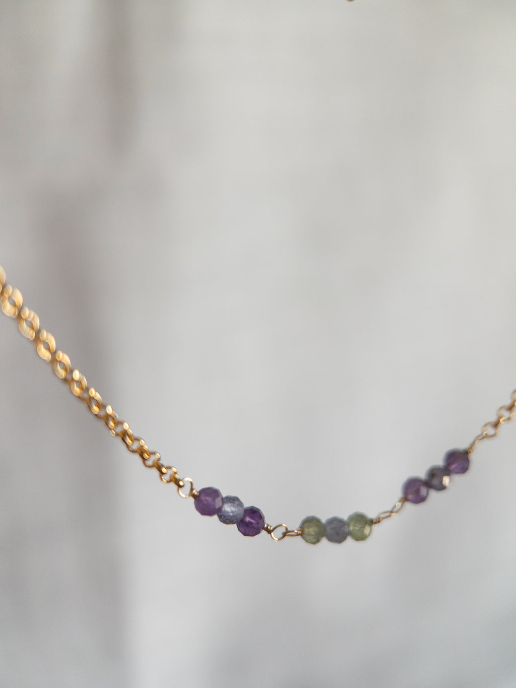 Beaded Necklace - Purple & Green