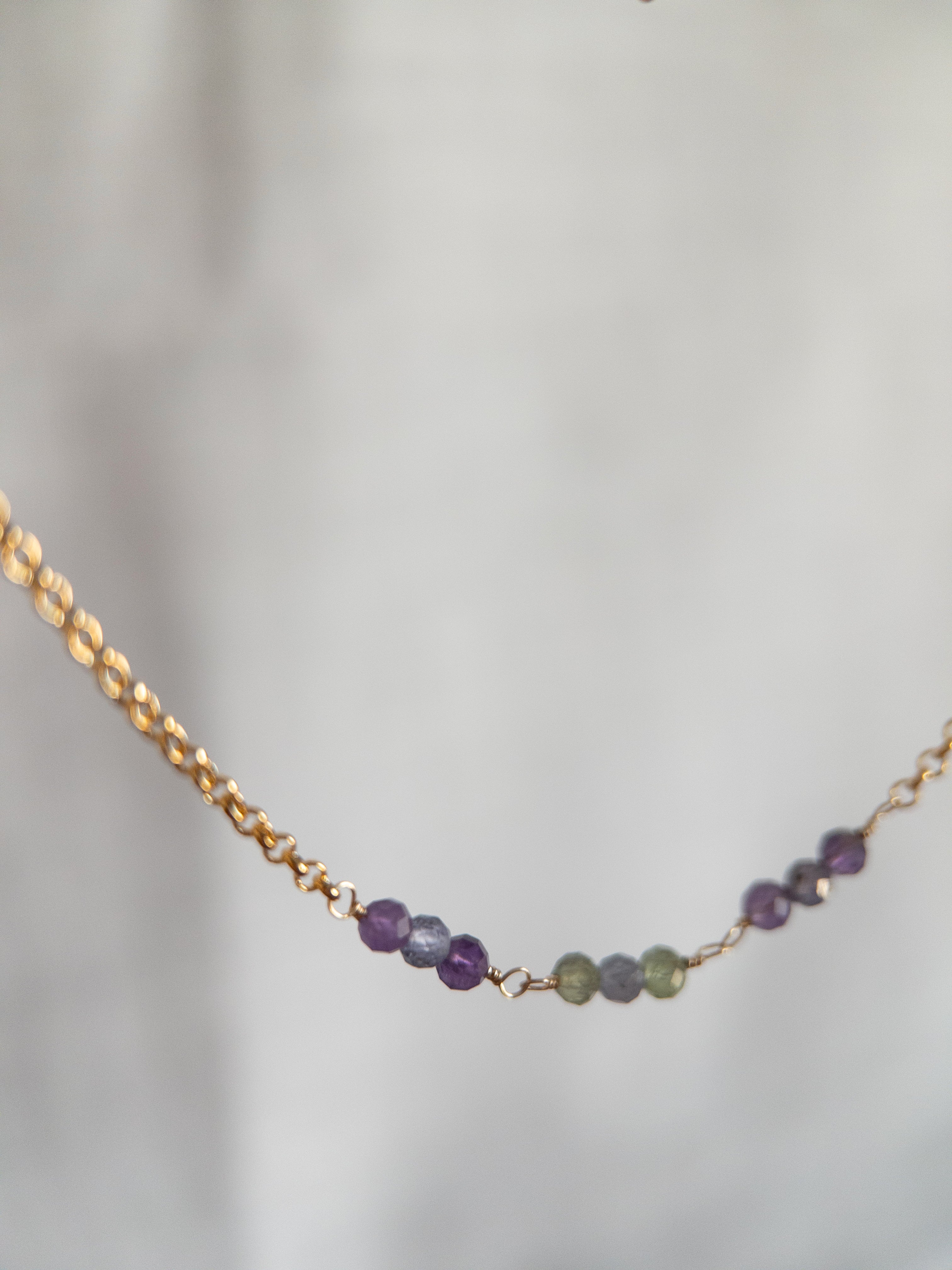 Beaded Necklace - Purple & Green