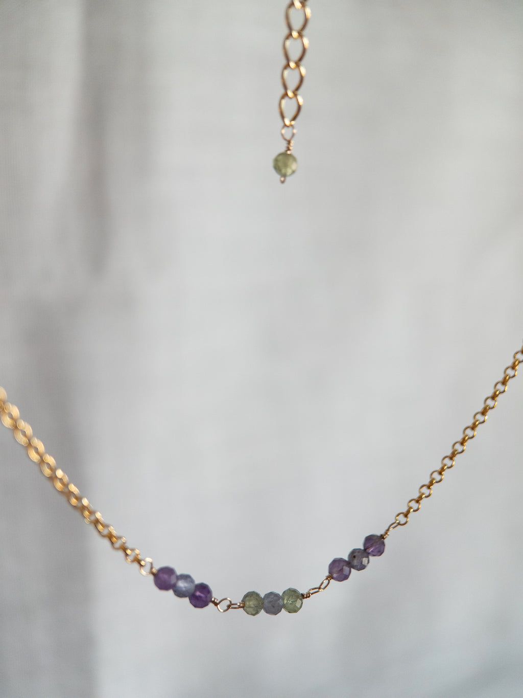 Beaded Necklace - Purple & Green