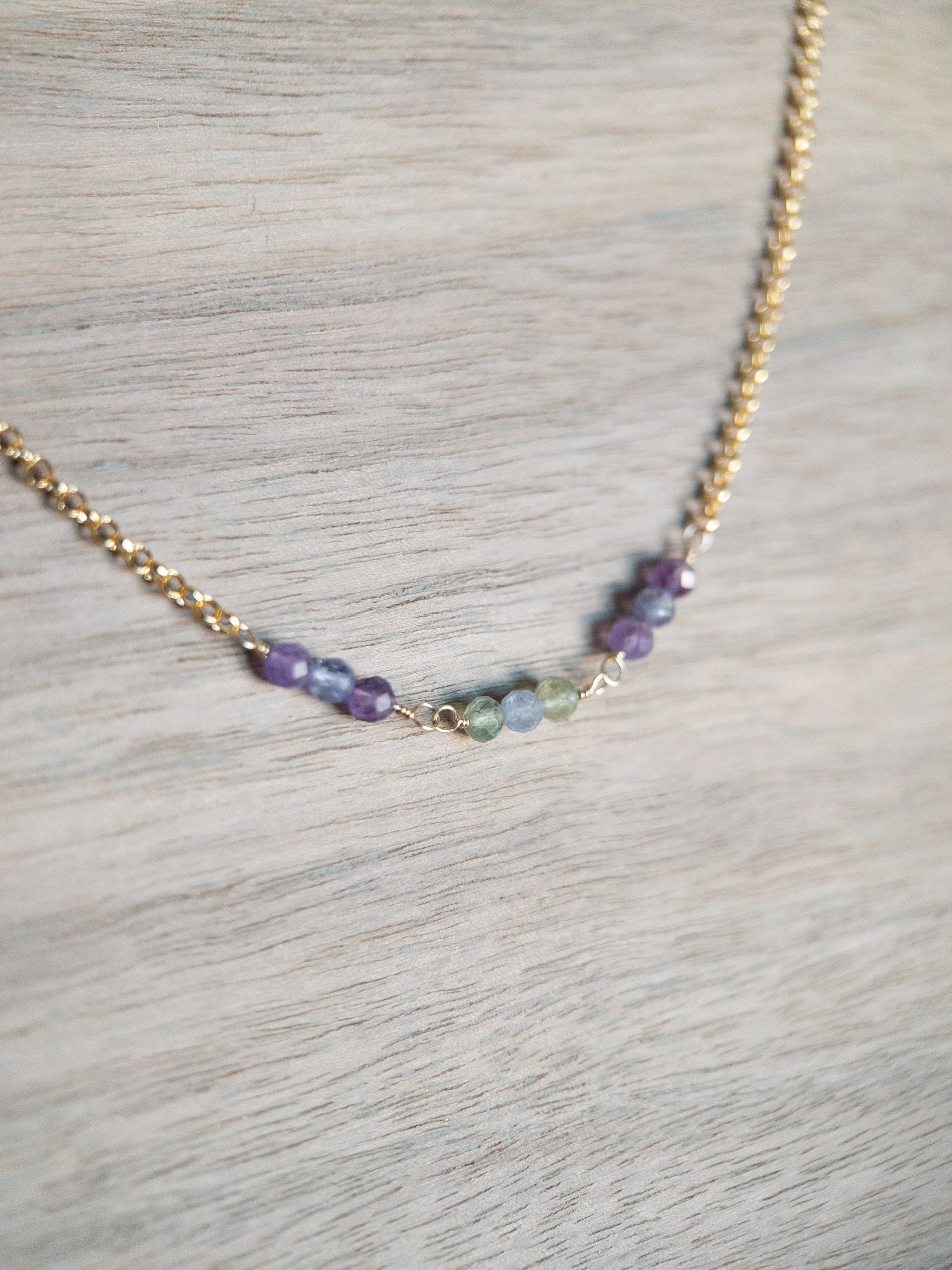 Beaded Necklace - Purple & Green