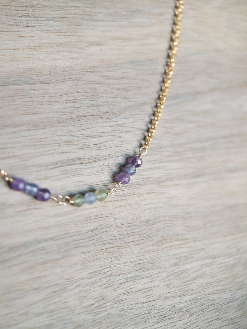 Beaded Necklace - Purple & Green