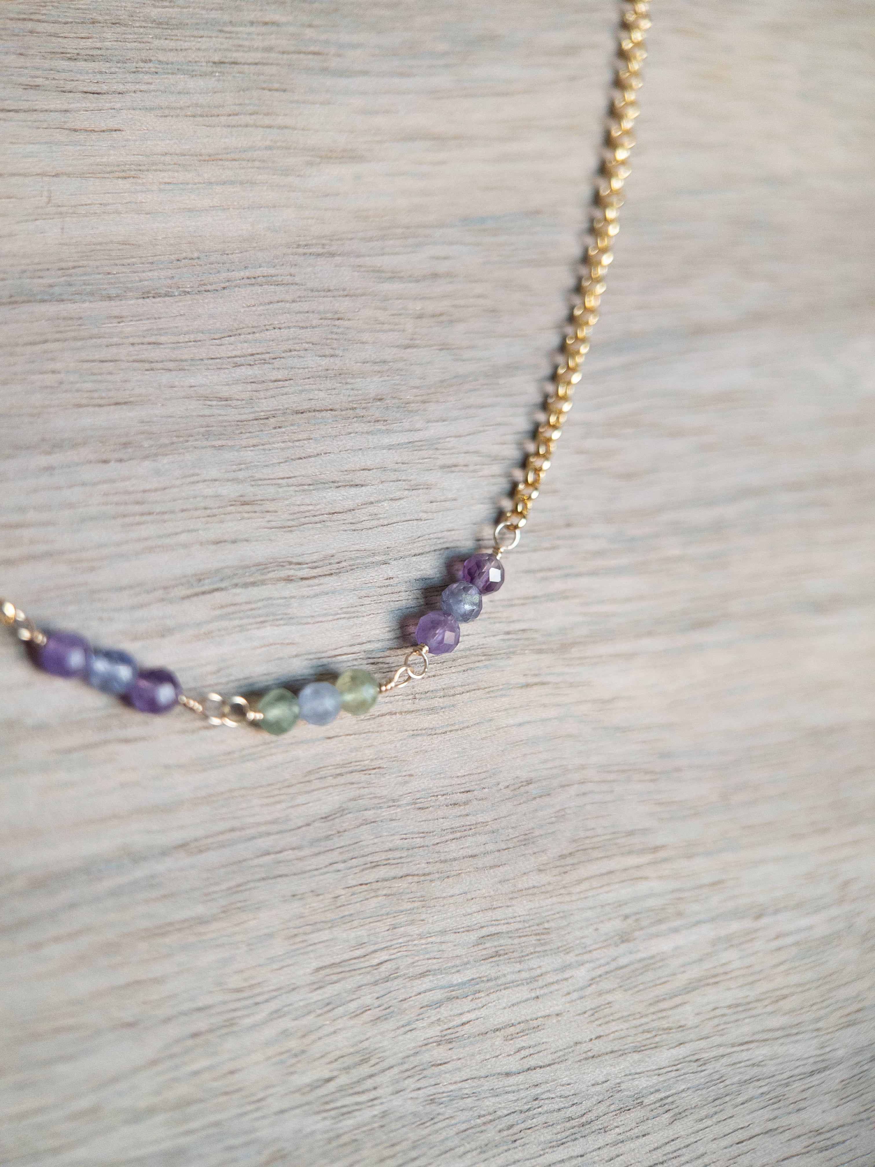 Beaded Necklace - Purple & Green