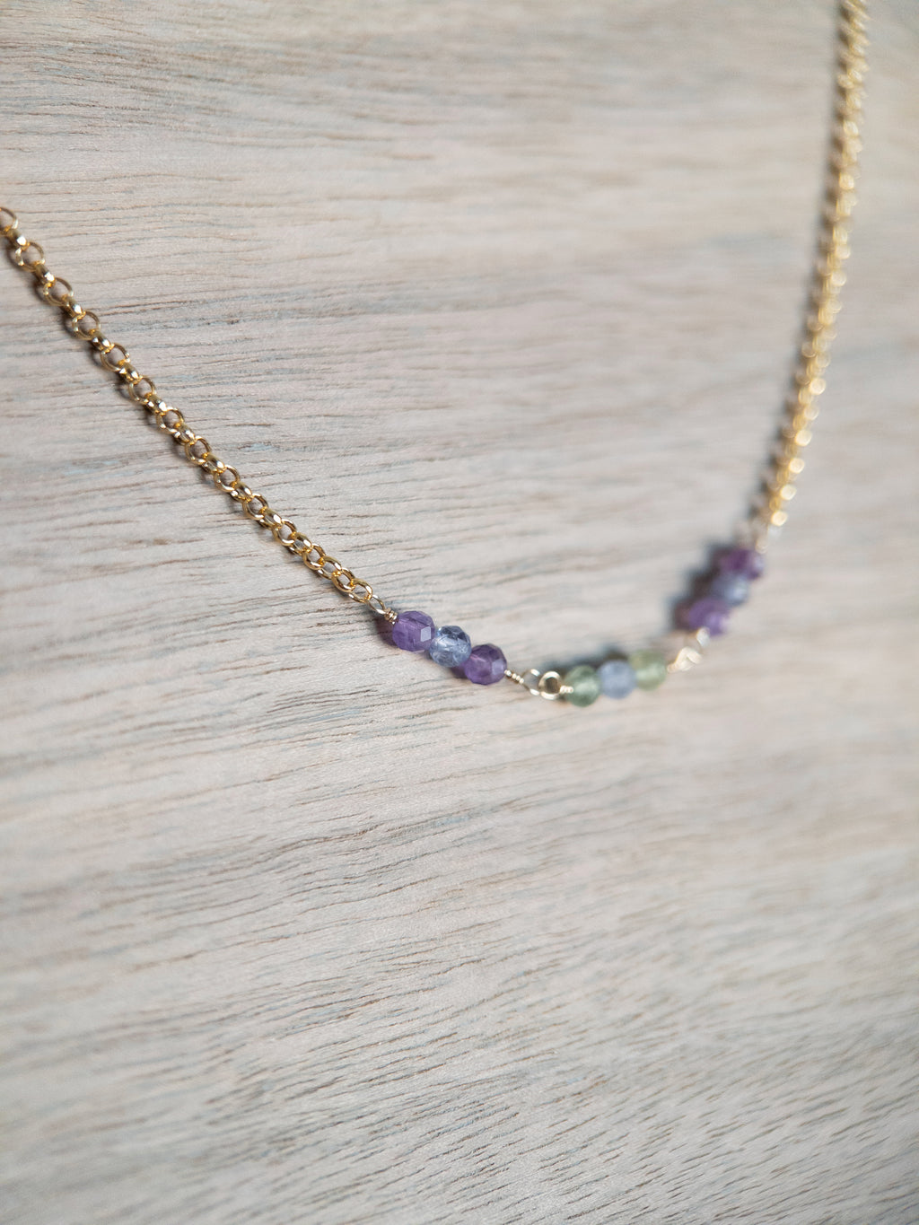 Beaded Necklace - Purple & Green