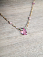 Beaded Necklace - Pink Topaz
