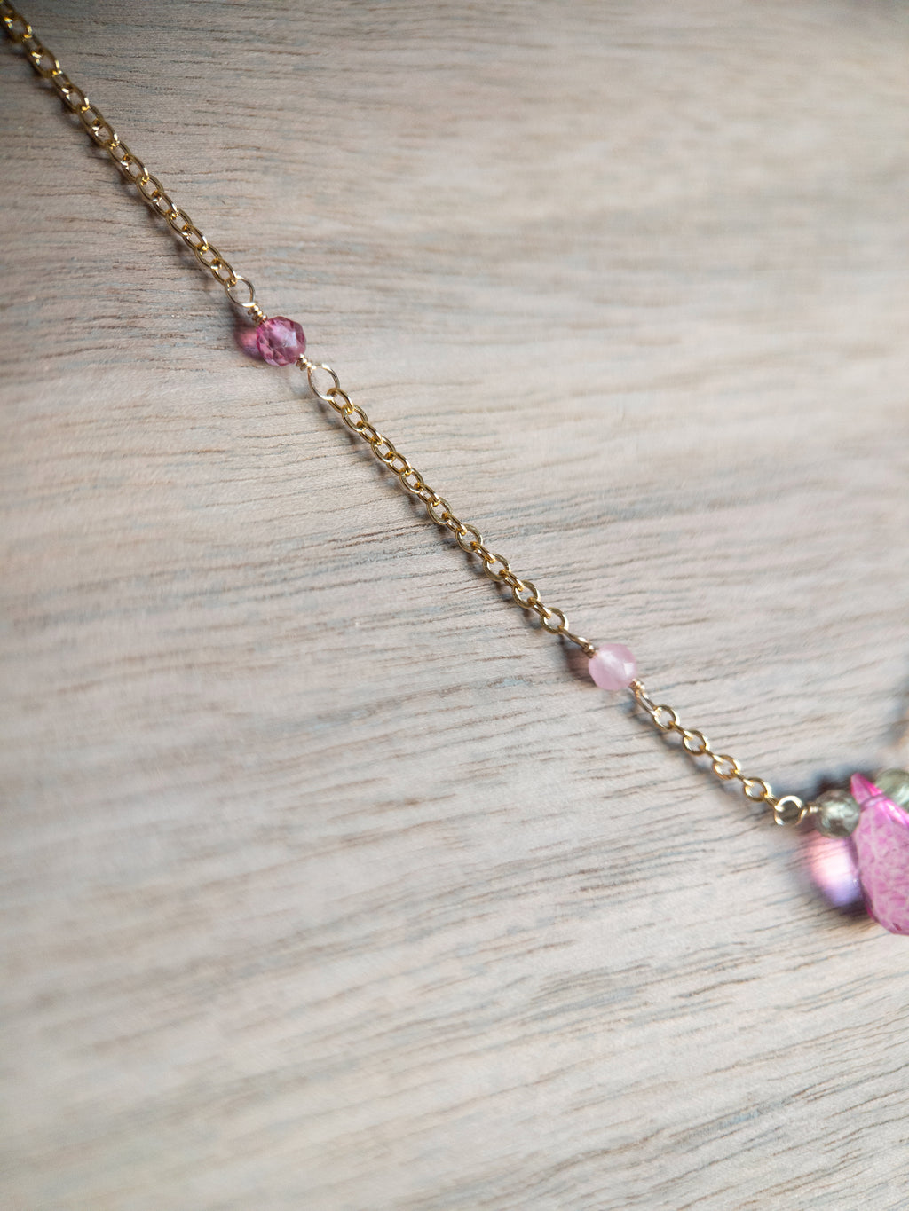 Beaded Necklace - Pink Topaz