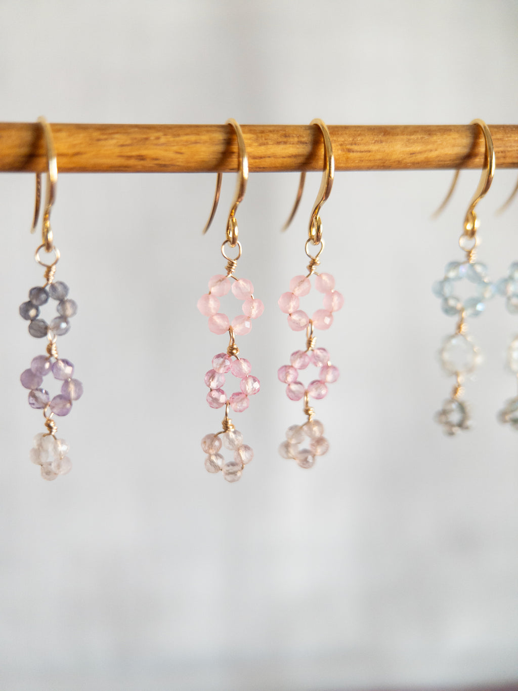 Drop Earrings - 3 Flowers
