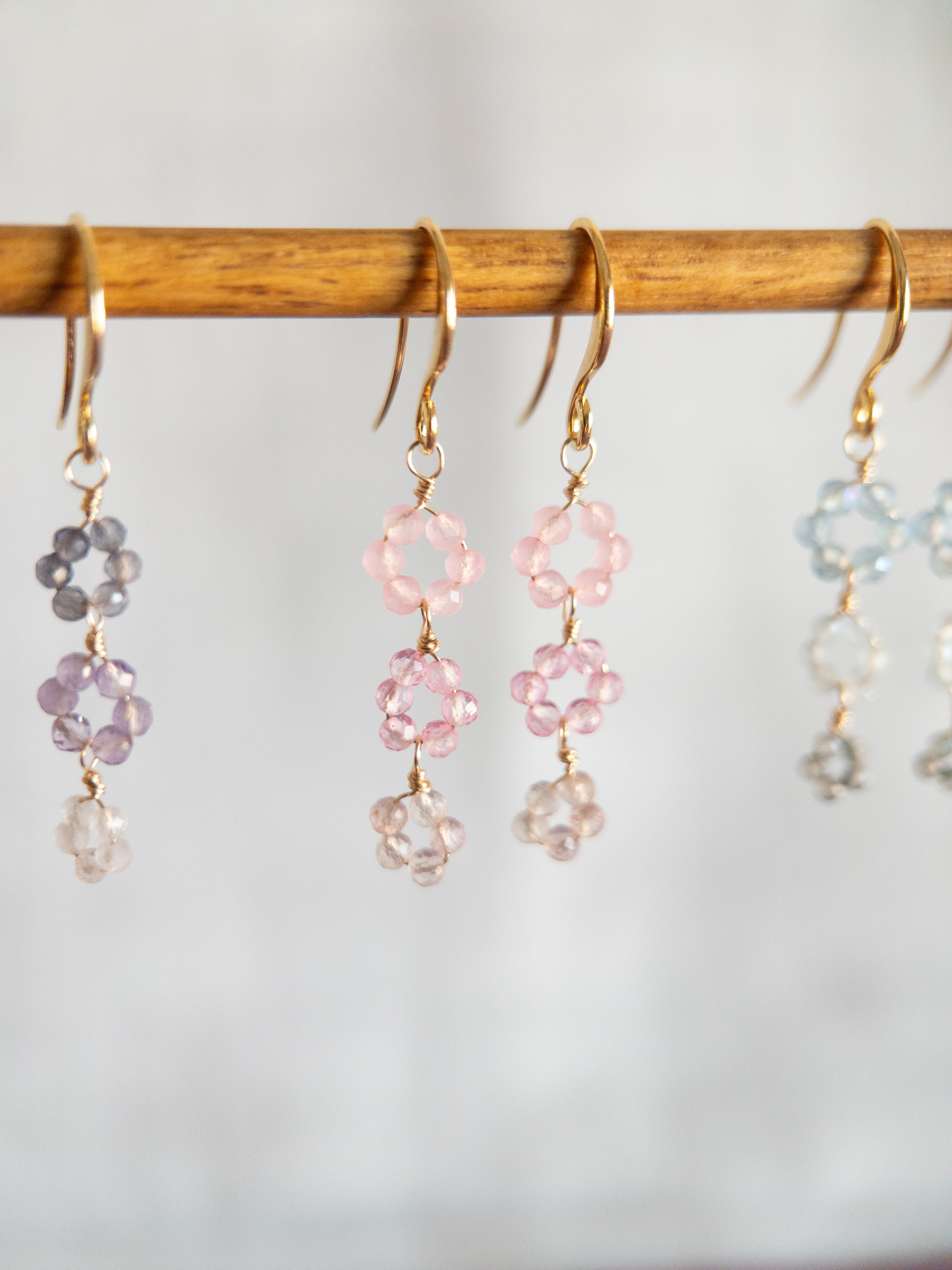 Drop Earrings - 3 Flowers