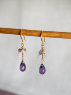 Drop Earrings - Amethyst Pompom