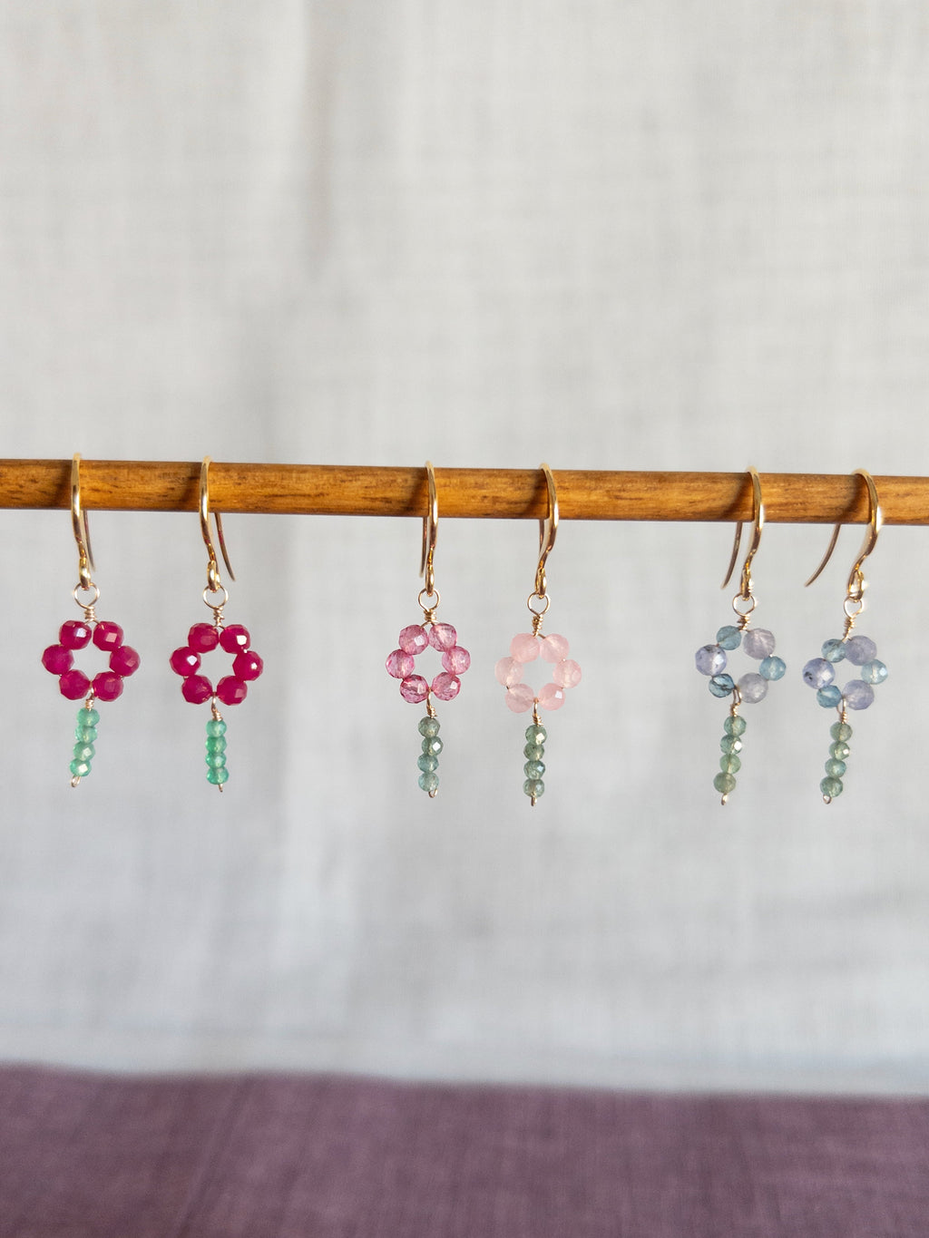 Drop Earrings - Flower & Stem