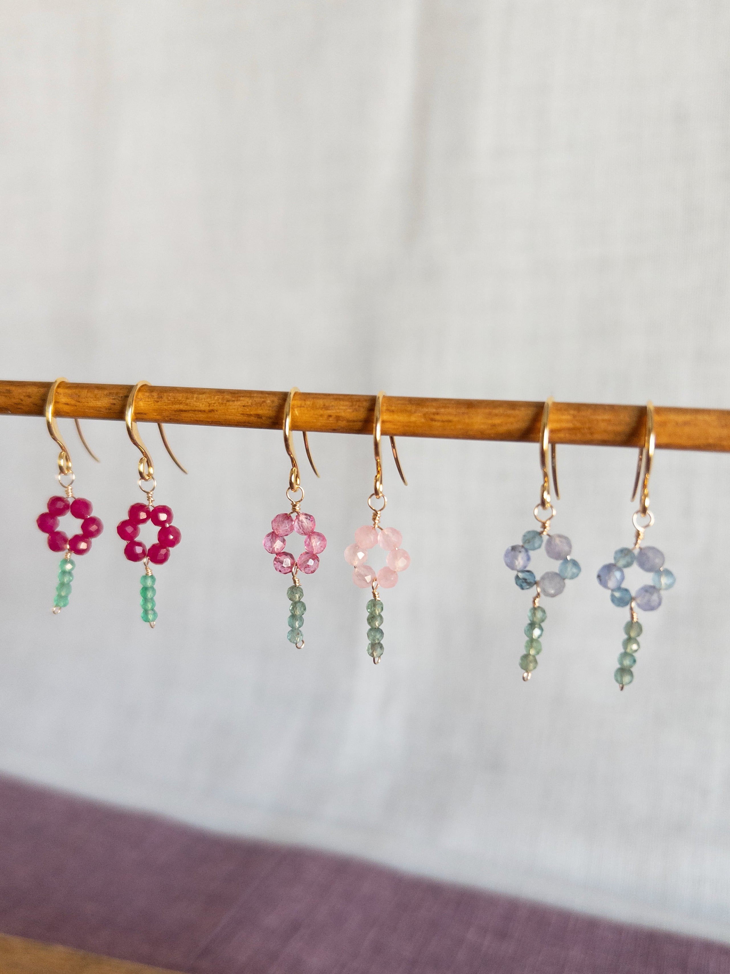 Drop Earrings - Flower & Stem