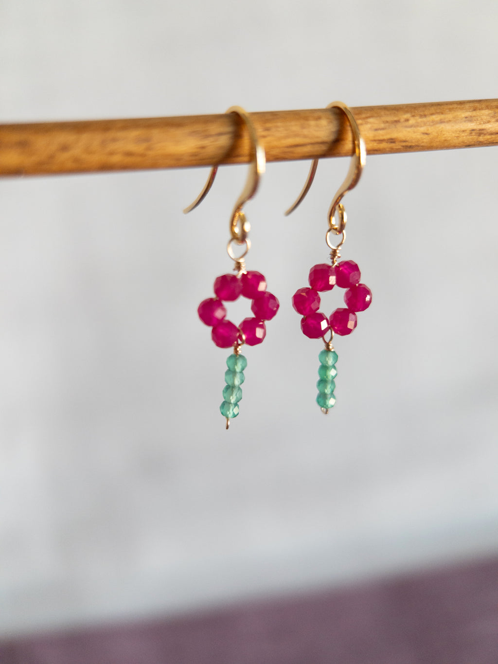 Drop Earrings - Flower & Stem
