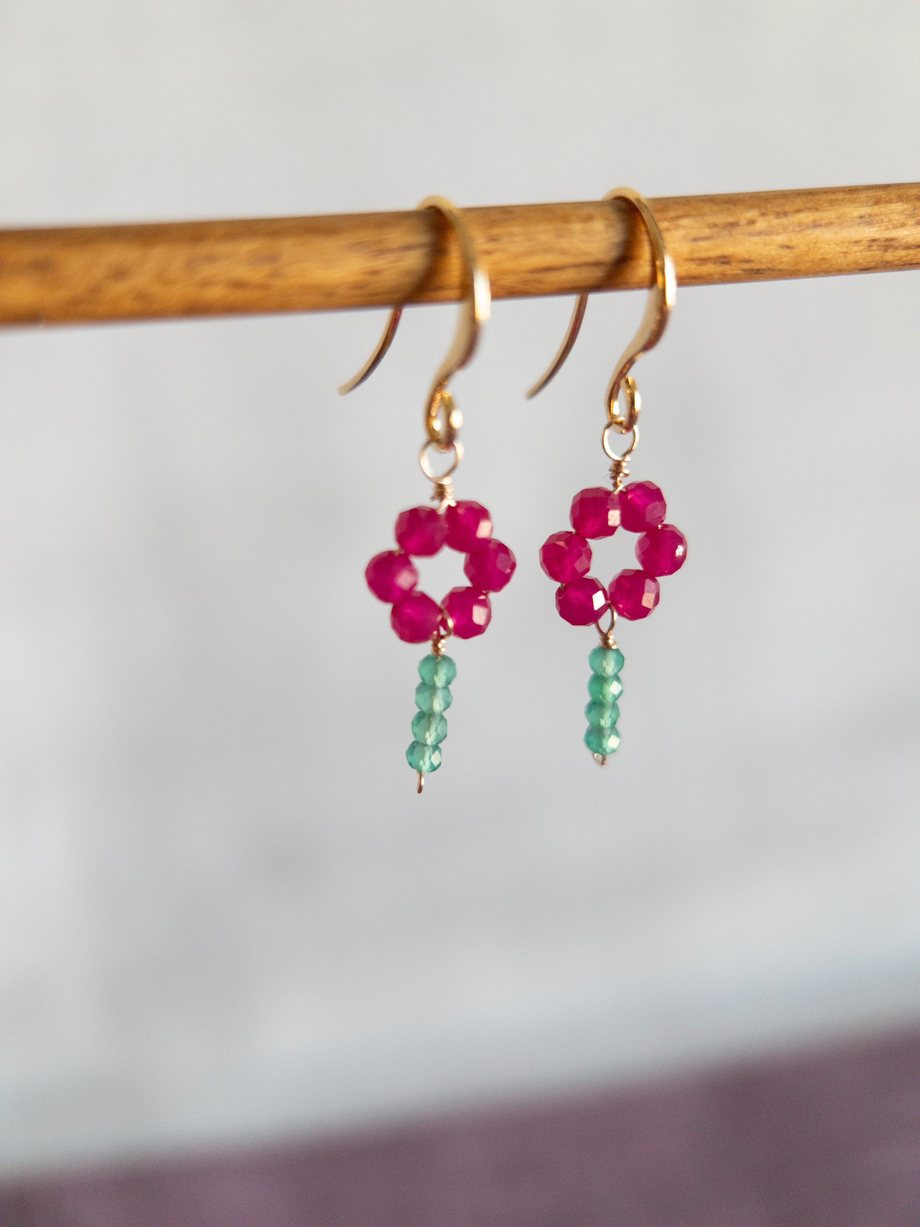 Drop Earrings - Flower & Stem