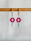 Drop Earrings - Flower & Stem