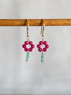 Drop Earrings - Flower & Stem