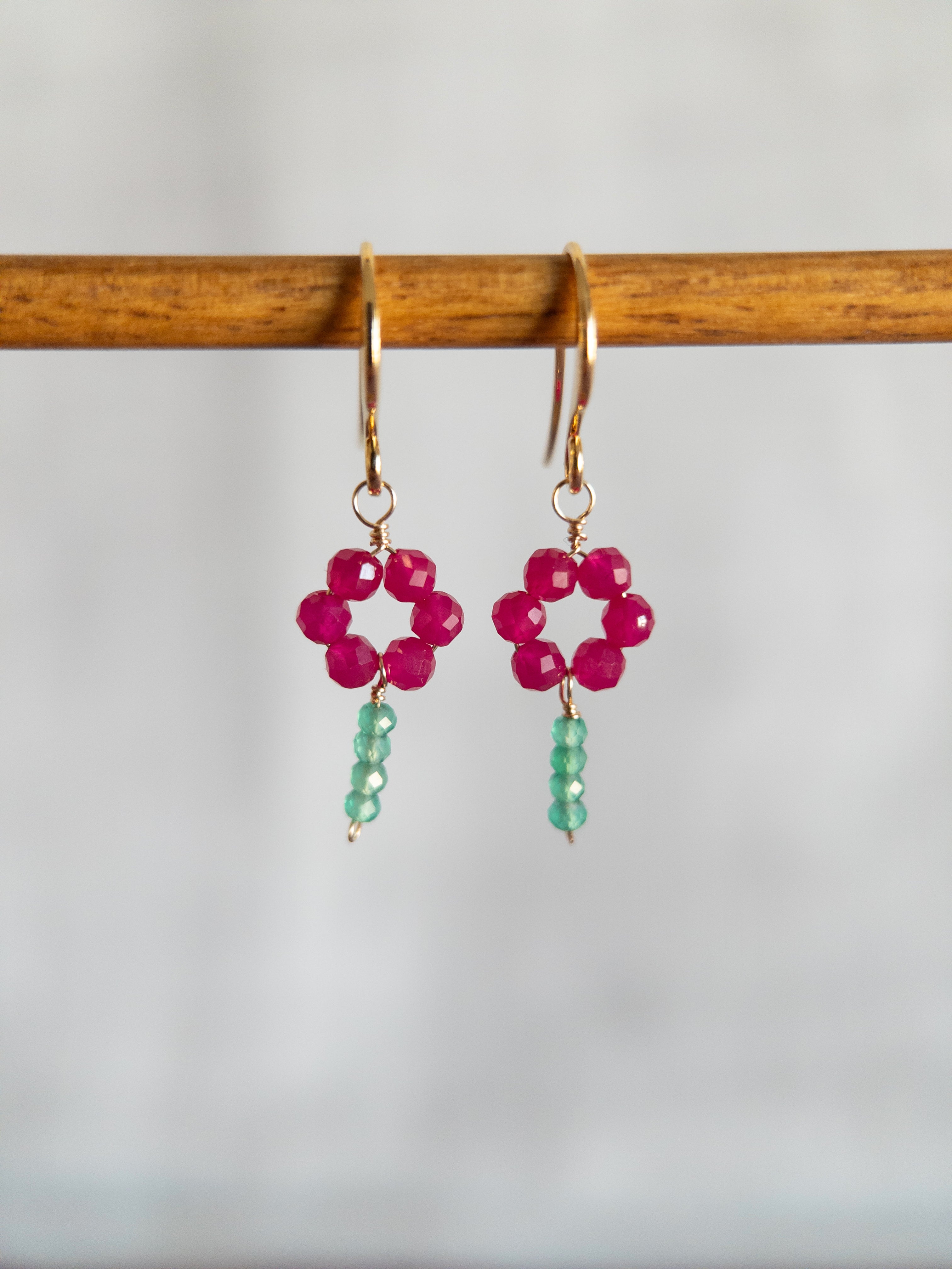 Drop Earrings - Flower & Stem