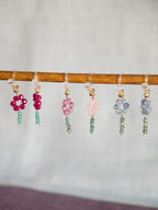 Clip-on Drop Earrings - Flower & Stem