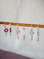 Clip-on Drop Earrings - Flower & Stem