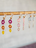 Clip-on Drop Earrings - 3 Flowers
