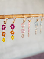 Clip-on Drop Earrings - 3 Flowers