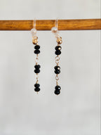 Clip-on Long Drop Earrings - Onyx