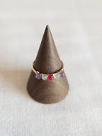 Bague - Doré / Violet, Vert & Rose