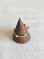 Bague - Doré / Violet, Vert & Rose