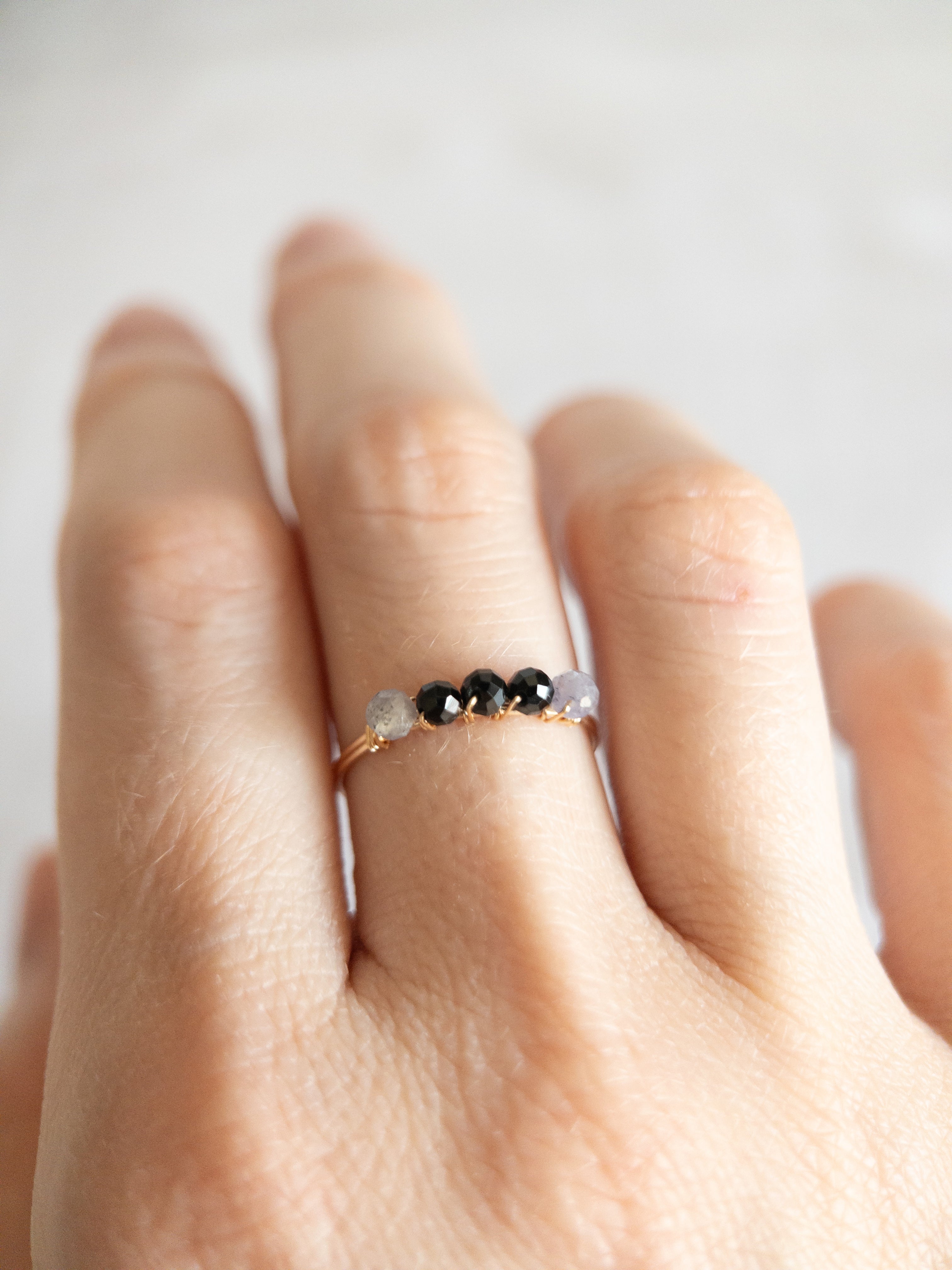 Bague - Doré / Noir & Violet