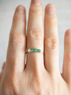 Bague - Doré / Vert & Blanc