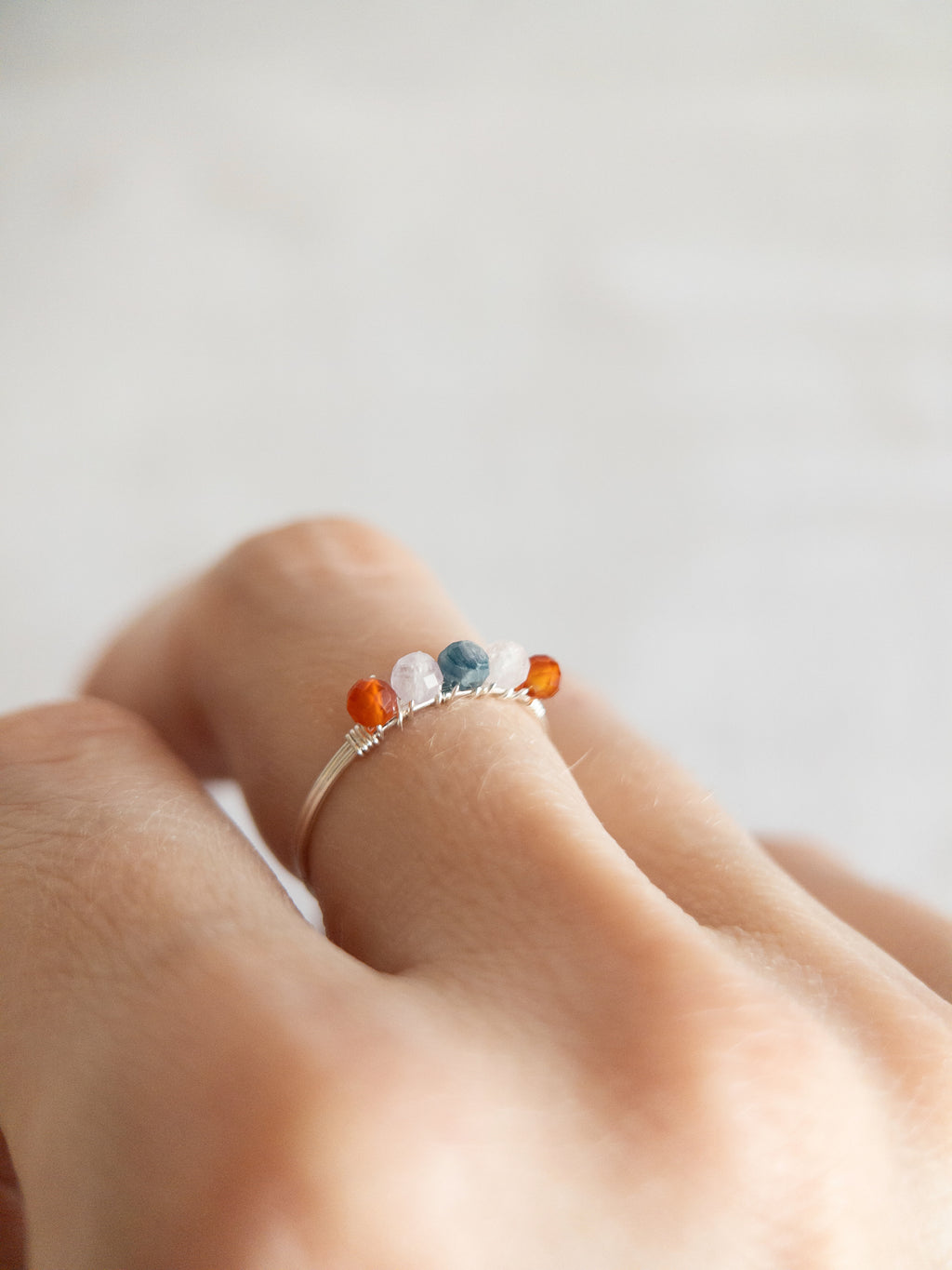 Bague - Argent / Orange, Bleu & Violet