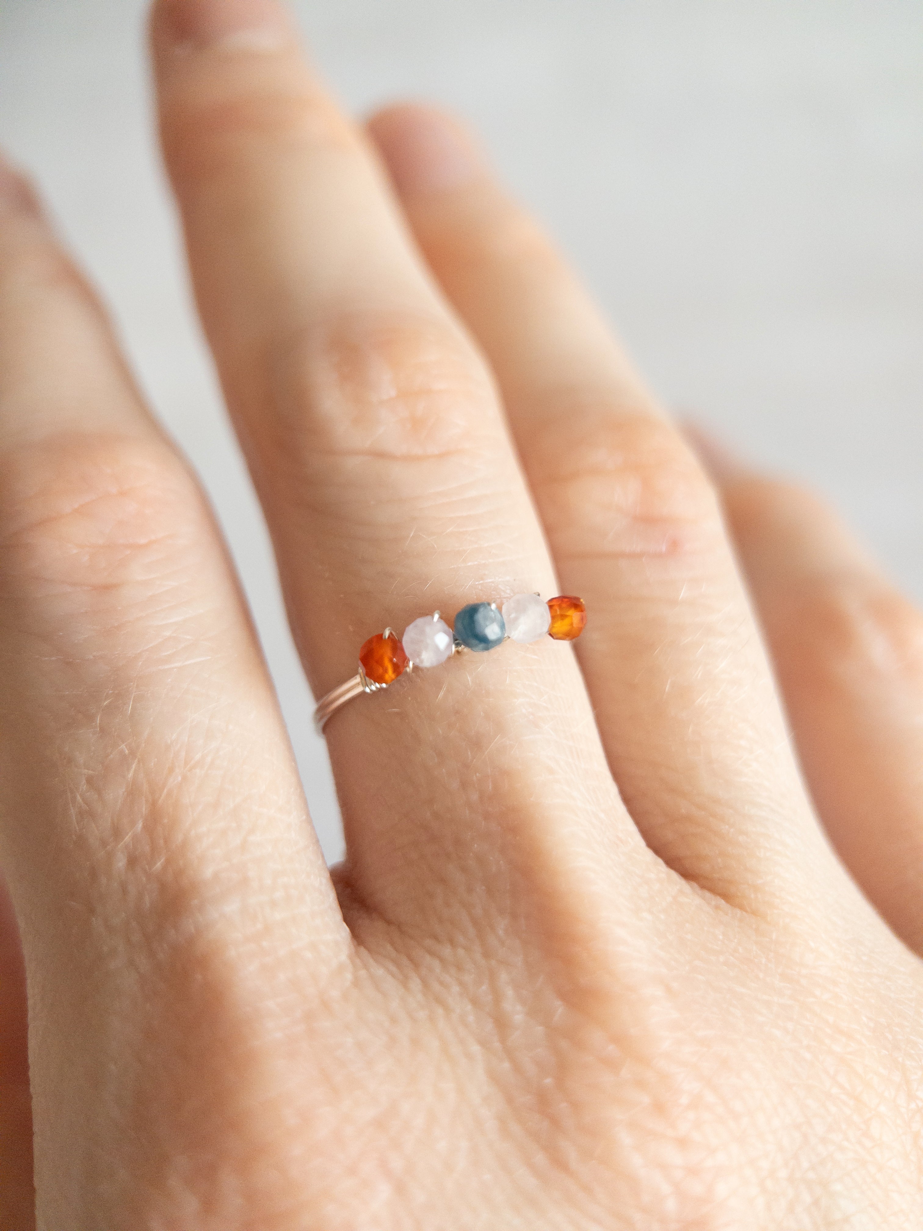 Bague - Argent / Orange, Bleu & Violet
