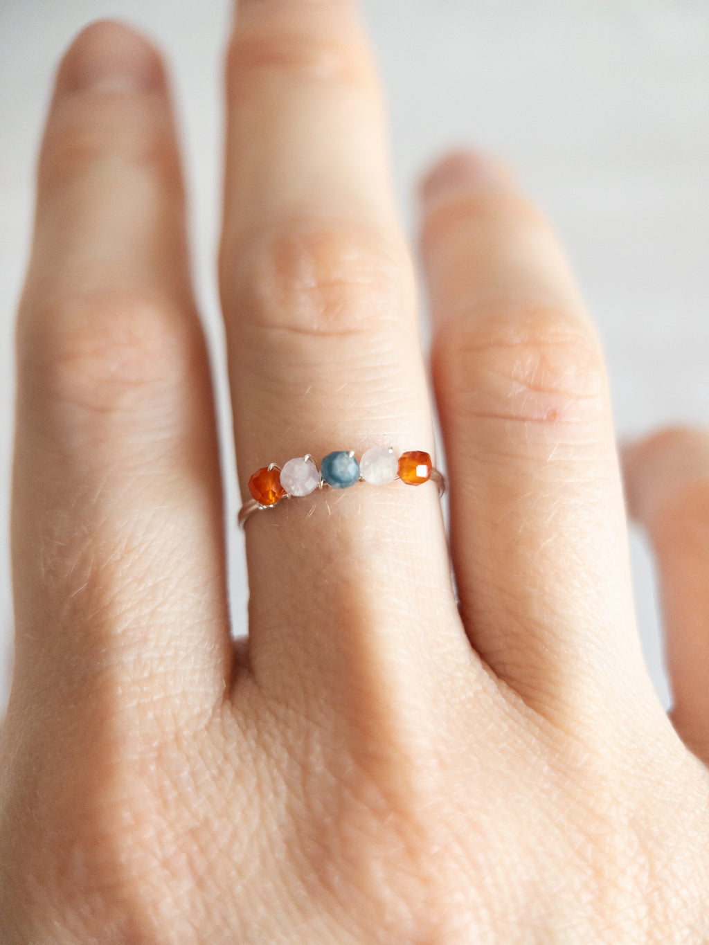 Bague - Argent / Orange, Bleu & Violet