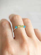 Bague - Argent / Vert & Bleu