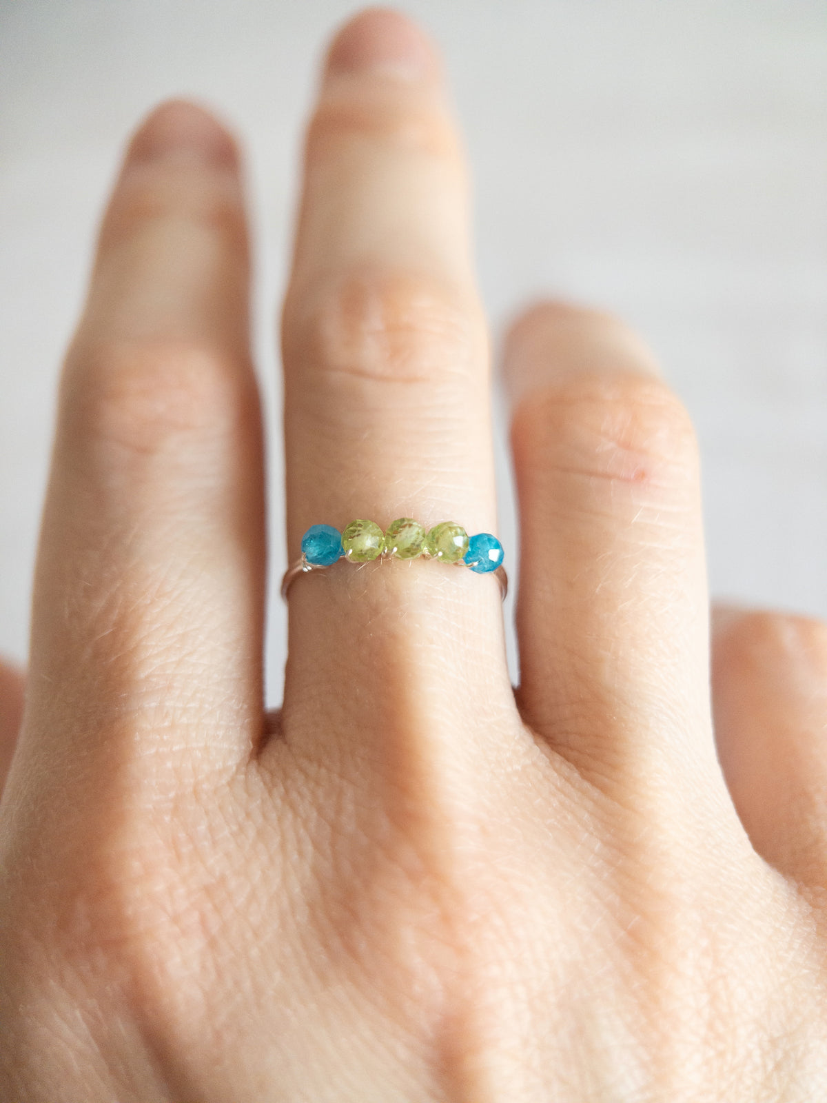 Bague - Argent / Vert & Bleu